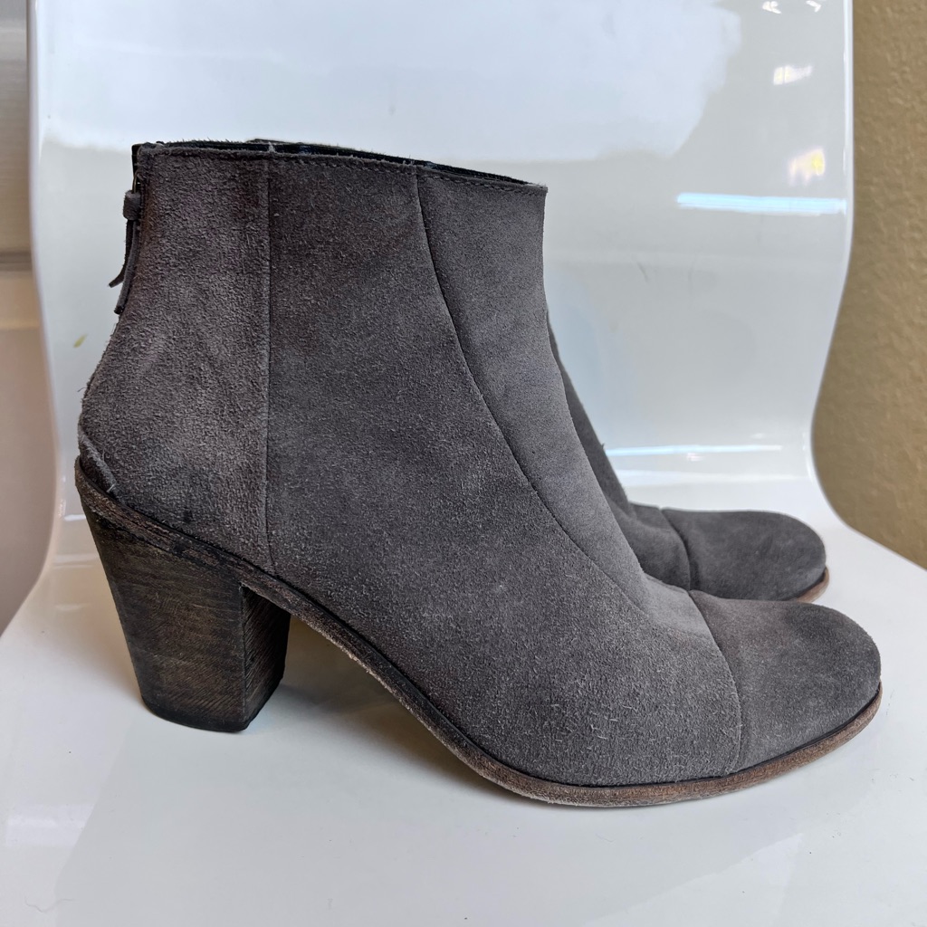 Hoss Intropia Gray Suede Leather Zip High Heel Ankle Boots Size 40